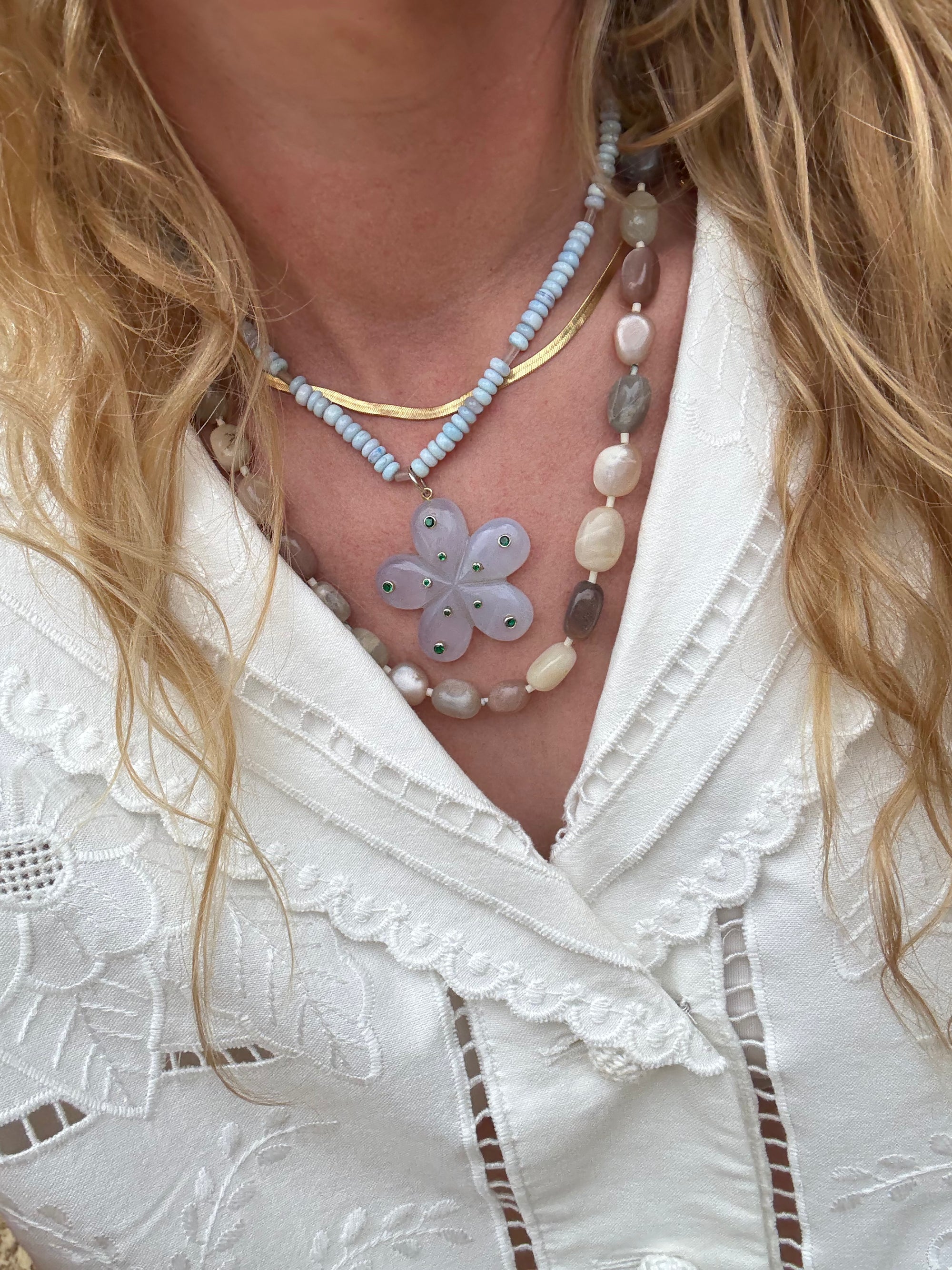Moonstone Nugget Beaded Necklace