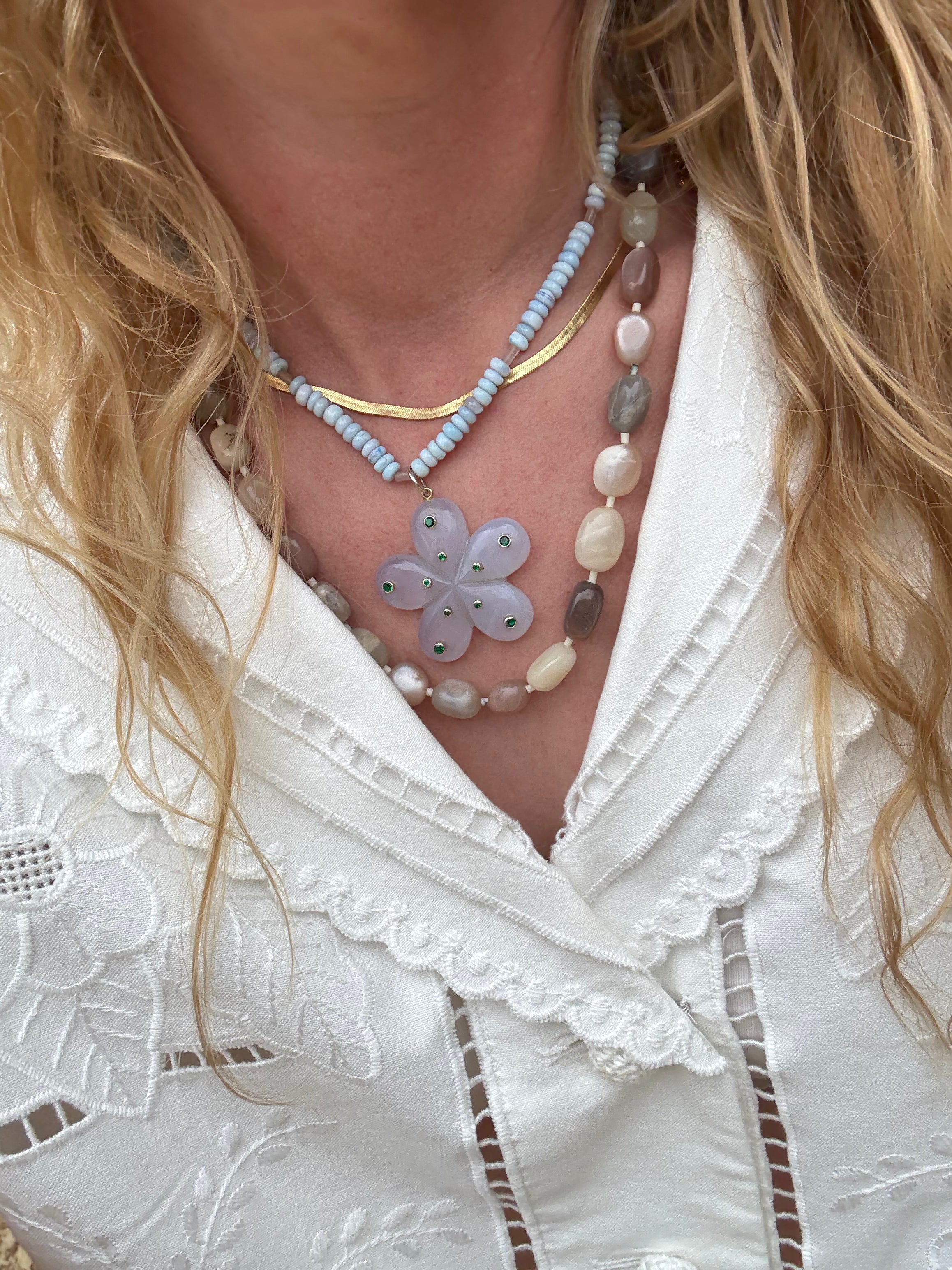 Moonstone Nugget Beaded Necklace