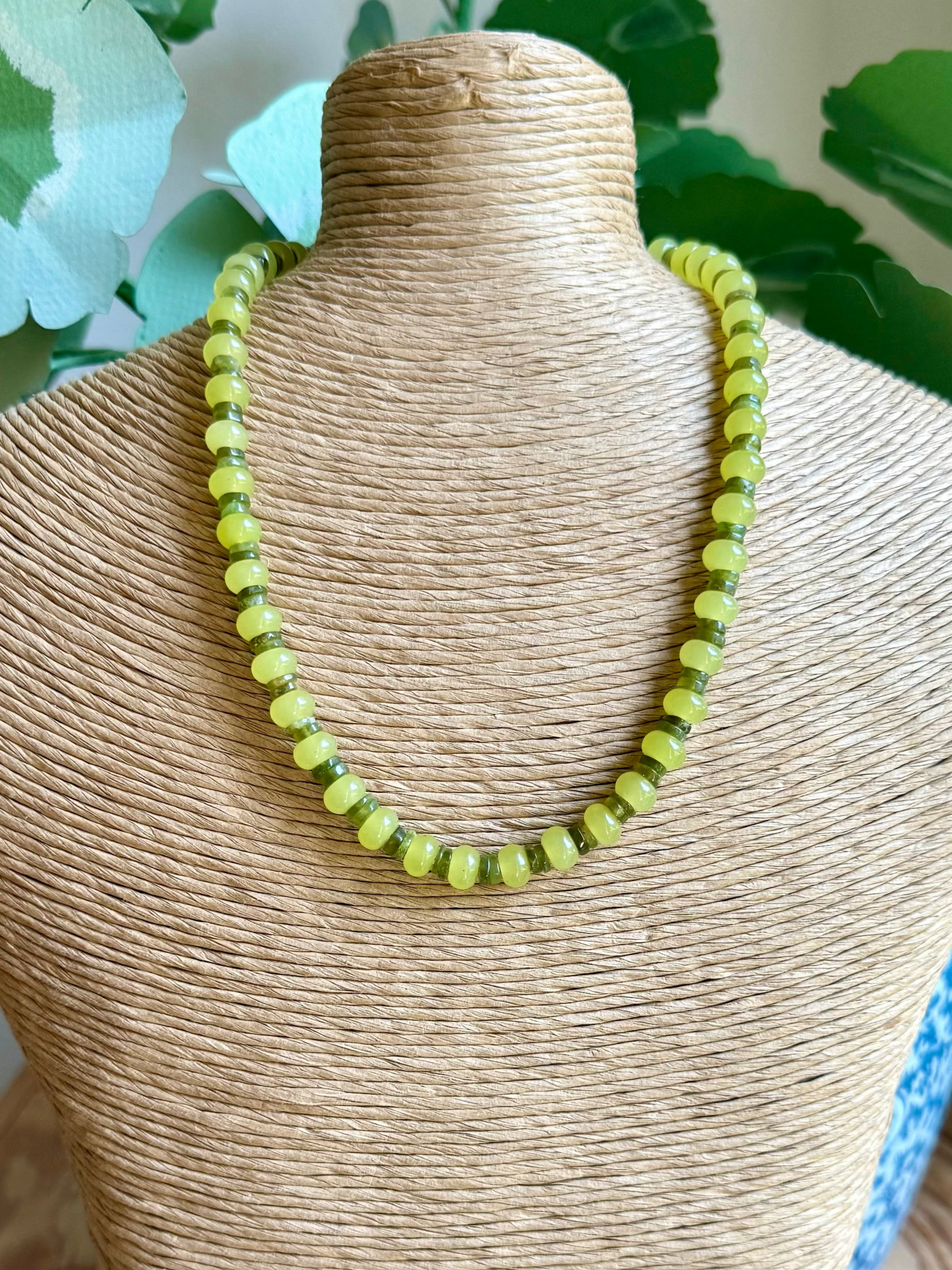 Bright Green Layered Beaded Necklace