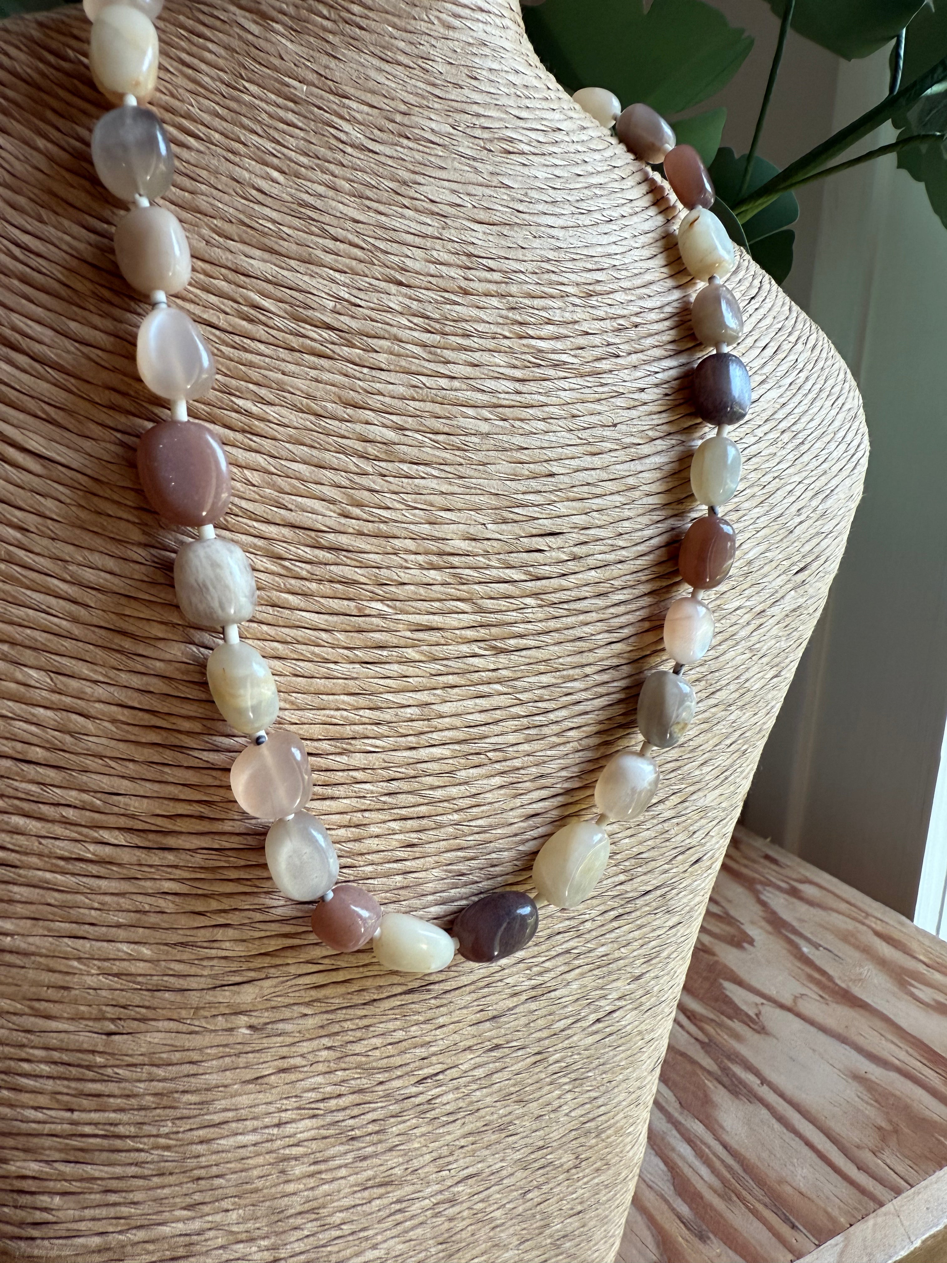 Moonstone Nugget Beaded Necklace