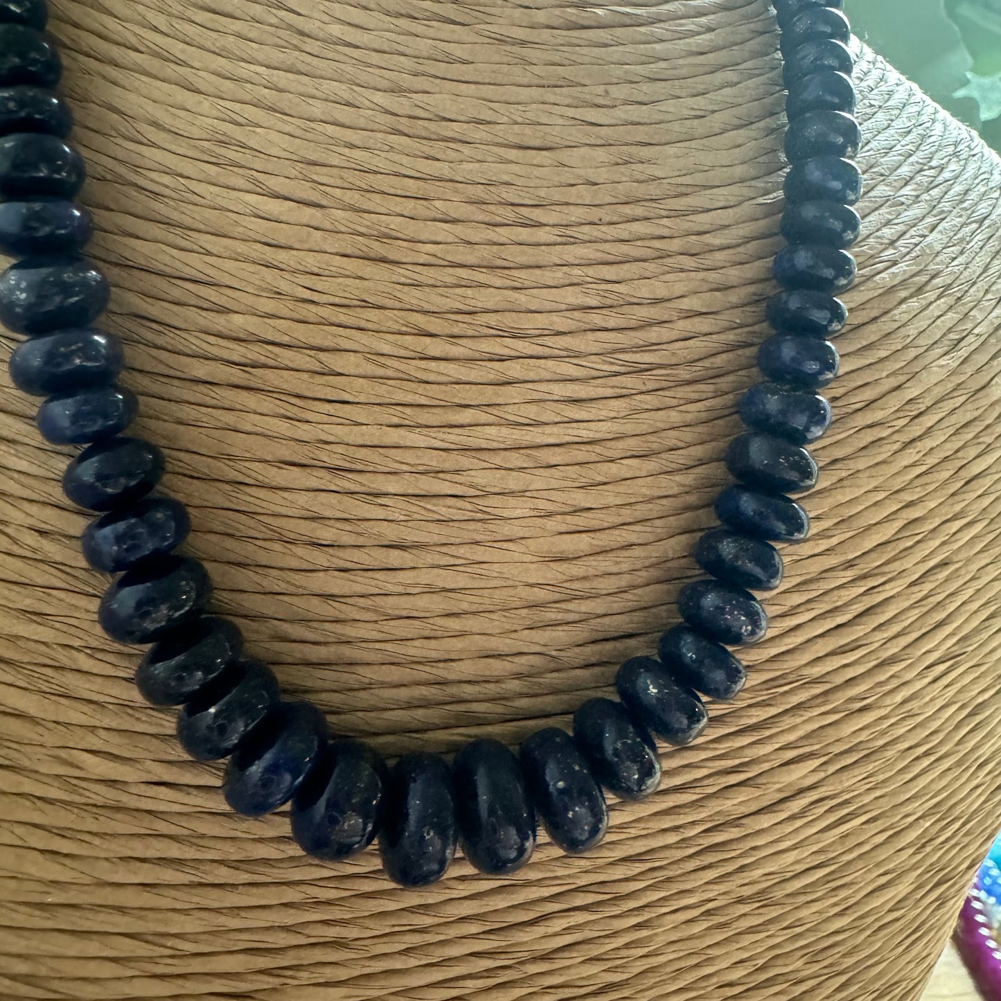 Graduated Lapis Beaded Necklace