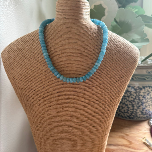 Denim Blue Beaded Necklace