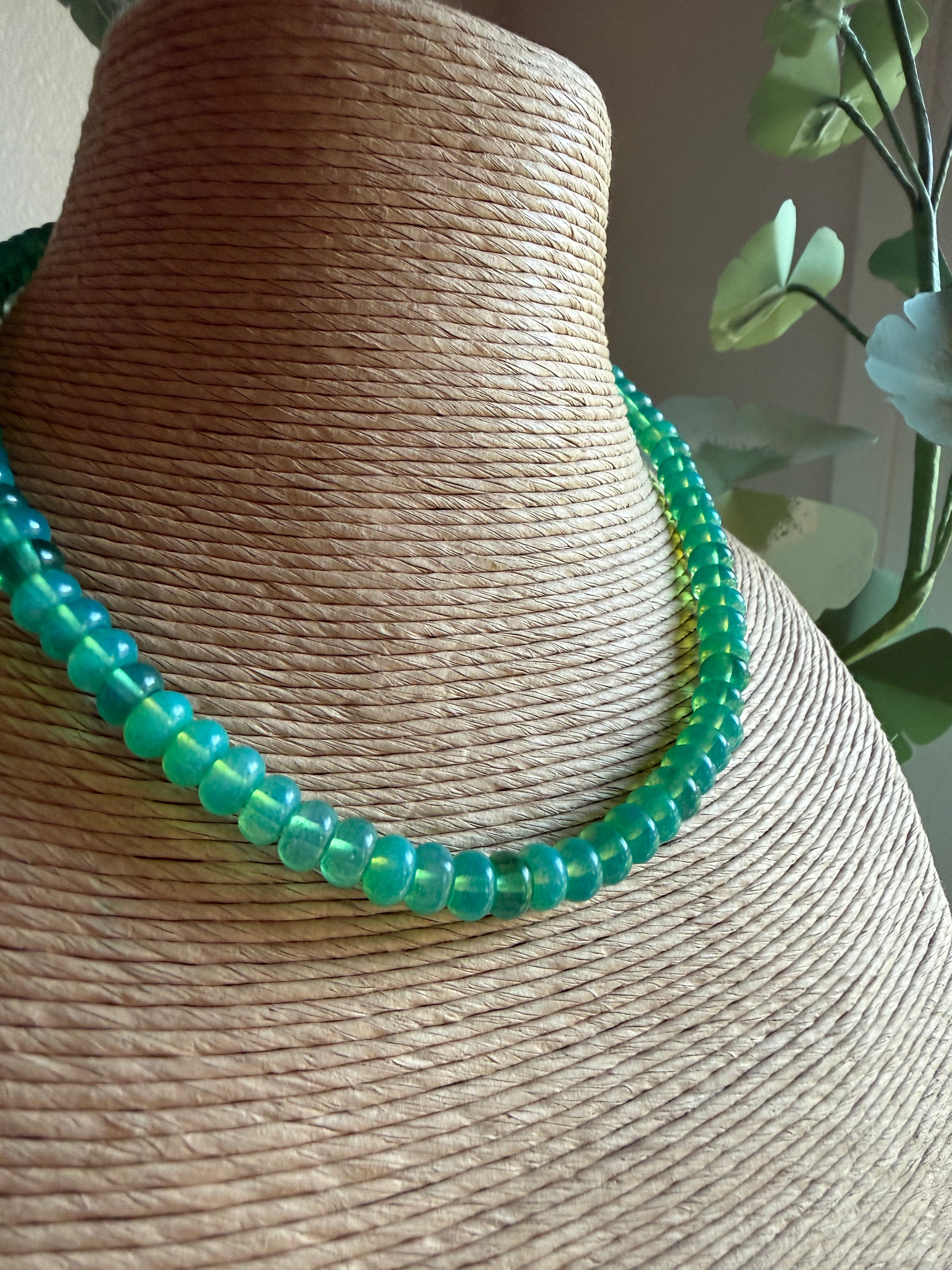 Green Quartz Lumin Beaded Necklace