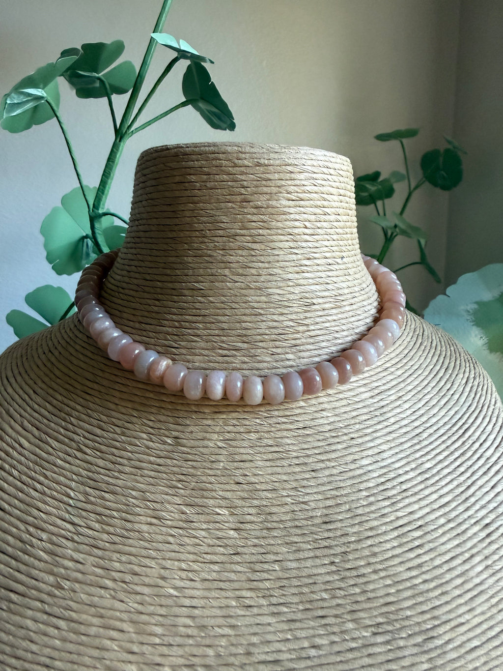 Peach Moonstone Beaded Necklace