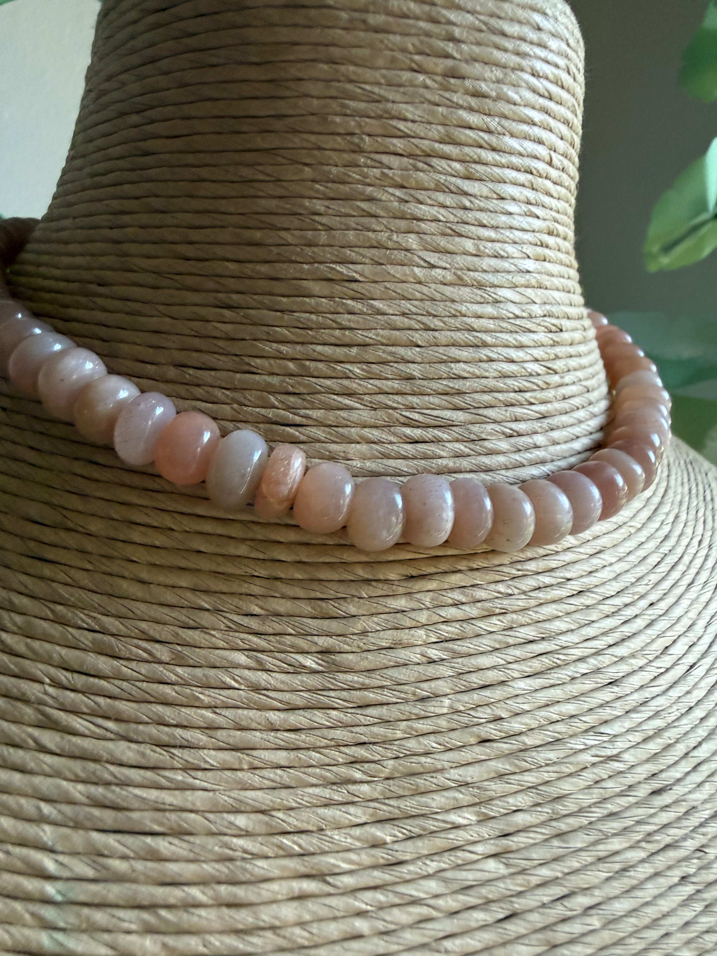 Peach Moonstone Beaded Necklace