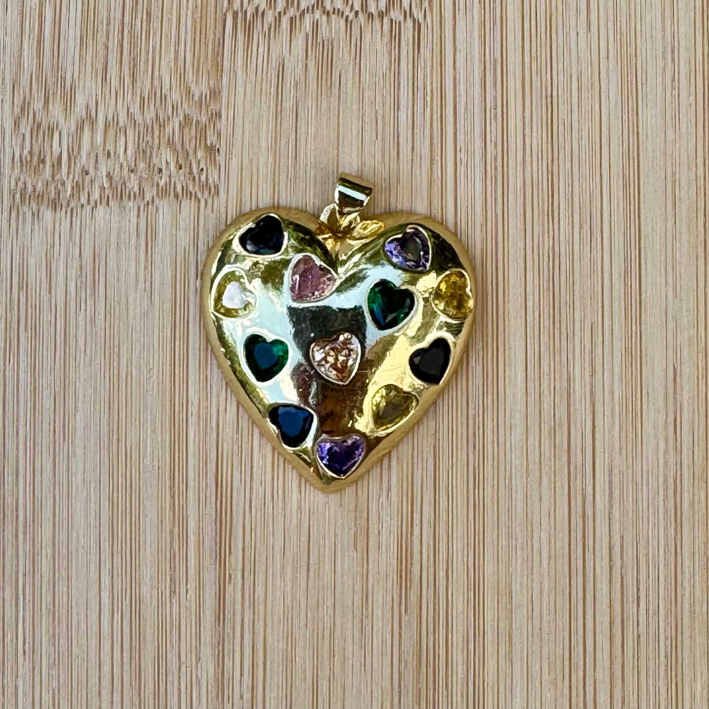 Colorful Gold Heart Charm