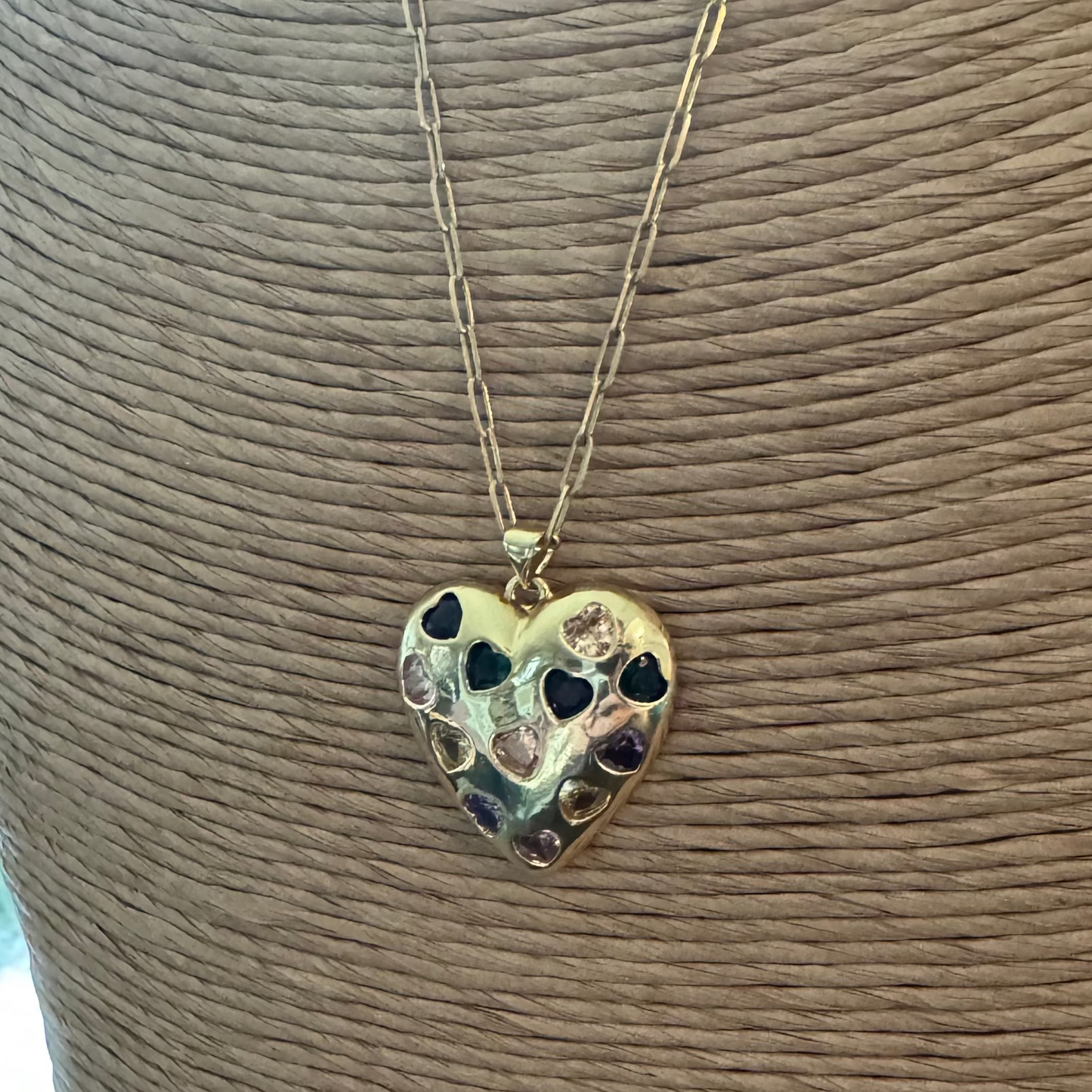 Colorful Gold Heart Charm