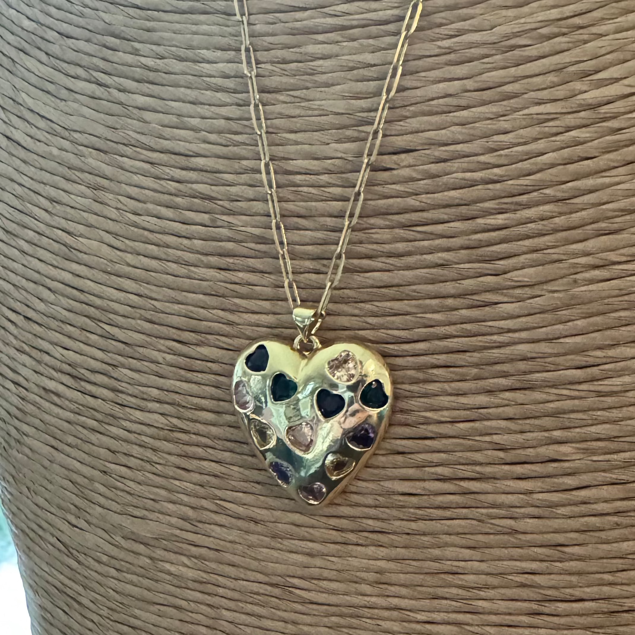 Colorful Gold Heart Charm
