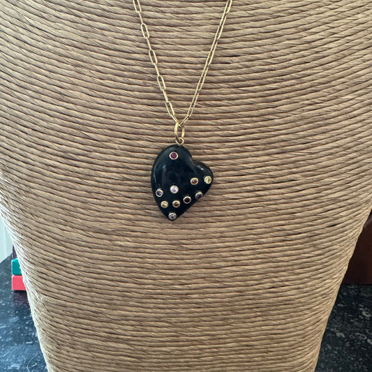 Embellished Black Heart Charm